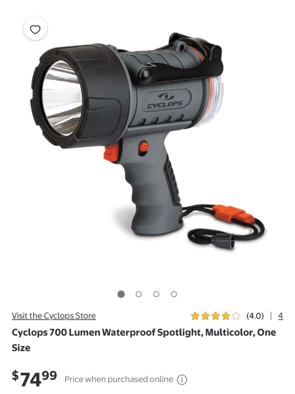 Cyclops 700 Lumen Waterproof Spotlight, Multicolor, One Size